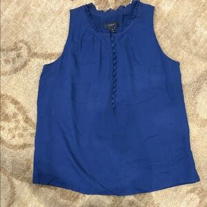 J.Crew blue button up sleeveless blouse 100% silk double zero